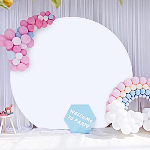 Outpain 7.2FT White Round Backdrop Cover Wrinkle Resistant White Circle Background Round Photography Backdrop for Wedding, Birthday, Baby Shower Decorations