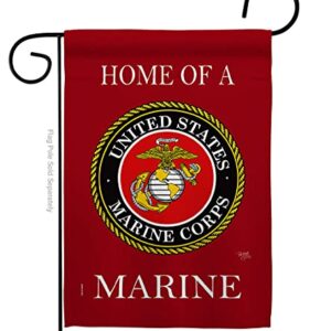 Home of Marine Corps Garden Flag Wall Decor Armed Forces USMC Semper Fi Tapestry Official United State American Military Memorabilia Banner Remembrance Retire Outdoor Yard Memorial Veteran Gifts Made In USA