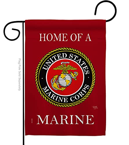 Home of Marine Corps Garden Flag Wall Decor Armed Forces USMC Semper Fi Tapestry Official United State American Military Memorabilia Banner Remembrance Retire Outdoor Yard Memorial Veteran Gifts Made In USA