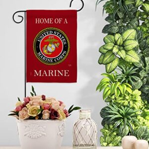 Home of Marine Corps Garden Flag Wall Decor Armed Forces USMC Semper Fi Tapestry Official United State American Military Memorabilia Banner Remembrance Retire Outdoor Yard Memorial Veteran Gifts Made In USA