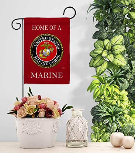 Home of Marine Corps Garden Flag Wall Decor Armed Forces USMC Semper Fi Tapestry Official United State American Military Memorabilia Banner Remembrance Retire Outdoor Yard Memorial Veteran Gifts Made In USA