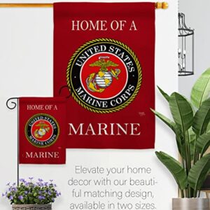 Home of Marine Corps Garden Flag Wall Decor Armed Forces USMC Semper Fi Tapestry Official United State American Military Memorabilia Banner Remembrance Retire Outdoor Yard Memorial Veteran Gifts Made In USA