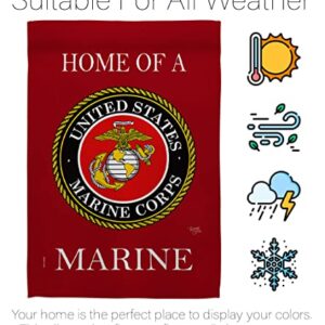 Home of Marine Corps Garden Flag Wall Decor Armed Forces USMC Semper Fi Tapestry Official United State American Military Memorabilia Banner Remembrance Retire Outdoor Yard Memorial Veteran Gifts Made In USA