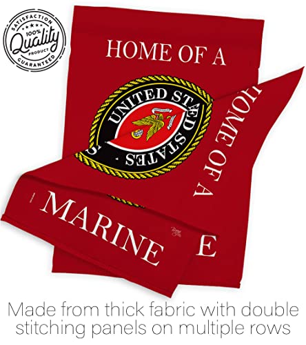 Home of Marine Corps Garden Flag Wall Decor Armed Forces USMC Semper Fi Tapestry Official United State American Military Memorabilia Banner Remembrance Retire Outdoor Yard Memorial Veteran Gifts Made In USA