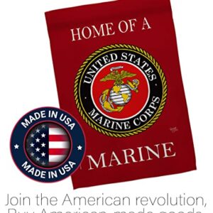 Home of Marine Corps Garden Flag Wall Decor Armed Forces USMC Semper Fi Tapestry Official United State American Military Memorabilia Banner Remembrance Retire Outdoor Yard Memorial Veteran Gifts Made In USA