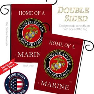 Home of Marine Corps Garden Flag Wall Decor Armed Forces USMC Semper Fi Tapestry Official United State American Military Memorabilia Banner Remembrance Retire Outdoor Yard Memorial Veteran Gifts Made In USA