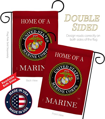 Home of Marine Corps Garden Flag Wall Decor Armed Forces USMC Semper Fi Tapestry Official United State American Military Memorabilia Banner Remembrance Retire Outdoor Yard Memorial Veteran Gifts Made In USA