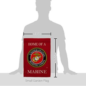 Home of Marine Corps Garden Flag Wall Decor Armed Forces USMC Semper Fi Tapestry Official United State American Military Memorabilia Banner Remembrance Retire Outdoor Yard Memorial Veteran Gifts Made In USA