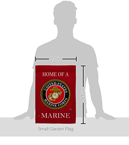 Home of Marine Corps Garden Flag Wall Decor Armed Forces USMC Semper Fi Tapestry Official United State American Military Memorabilia Banner Remembrance Retire Outdoor Yard Memorial Veteran Gifts Made In USA