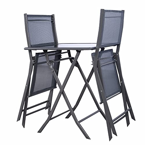 CXDTBH 3 Pcs Bistro Set Garden Backyard Table Chairs Outdoor Patio Furniture Folding Square Table