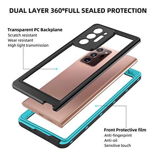 WIFORT Samsung Galaxy Note 20 Ultra Waterproof Case Built-in Screen Protector Water Resistant Cover Protective Drop Protection Hard, Shockproof Full Body Case for Samsung Note 20 Ultra 5G, Teal