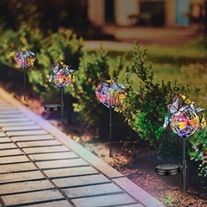 Mageky Solar Outdoor Lights, Butterfly Lights Garden Decorative Solar Stake Lights with 12 Butterflies 6 Dragonflies Ground Lights Waterproof for Patio Garden Yard Pathway 2 Pack