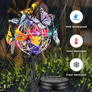 Mageky Solar Outdoor Lights, Butterfly Lights Garden Decorative Solar Stake Lights with 12 Butterflies 6 Dragonflies Ground Lights Waterproof for Patio Garden Yard Pathway 2 Pack