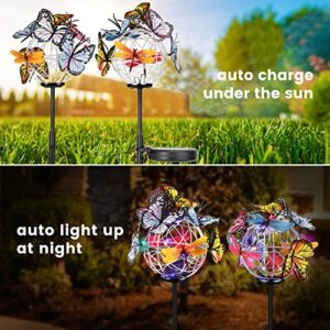 Mageky Solar Outdoor Lights, Butterfly Lights Garden Decorative Solar Stake Lights with 12 Butterflies 6 Dragonflies Ground Lights Waterproof for Patio Garden Yard Pathway 2 Pack