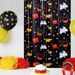 Bupelo Mickey Birthday Party Supplies, 2 Pack Mickey Theme Tinsel Foil Fringe Curtains,Cartoon Mouse Patterns Photo Booth Prop Backdrop Streamer, Mickey Birthday Party Decorations, Room Decor for Kids
