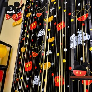Bupelo Mickey Birthday Party Supplies, 2 Pack Mickey Theme Tinsel Foil Fringe Curtains,Cartoon Mouse Patterns Photo Booth Prop Backdrop Streamer, Mickey Birthday Party Decorations, Room Decor for Kids