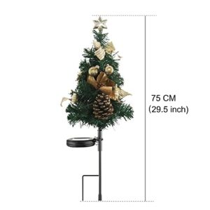 2 Pack Solar Christmas Tree Light Smart Pathway Light Sensing Lawn Lamp Outdoor Waterproof Garden Lights LED Pine Cones Yard Landscape Xmas Decor