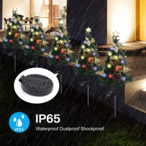 2 Pack Solar Christmas Tree Light Smart Pathway Light Sensing Lawn Lamp Outdoor Waterproof Garden Lights LED Pine Cones Yard Landscape Xmas Decor