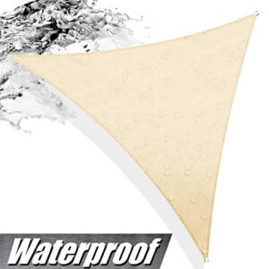 ColourTree 12' x 12' x 12' Beige Triangle Waterproof Sun Shade Sail Canopy Awning Shelter Fabric Screen, 95% UV Blockage UV & Water Resistant, for Outdoor Patio Garden Carport (We Make Custom Size)