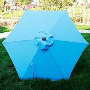 Blissun 7.5 ft Patio Umbrella, Yard Umbrella Push Button Tilt Crank (Light Blue)