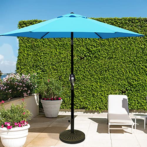 Blissun 7.5 ft Patio Umbrella, Yard Umbrella Push Button Tilt Crank (Light Blue)