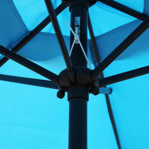 Blissun 7.5 ft Patio Umbrella, Yard Umbrella Push Button Tilt Crank (Light Blue)