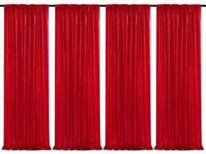 red sequin backdrop curtain 4 pieces 2ftx8ft glitter christmas wedding decoration party photograph background