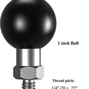 BRCOVAN 1'' Ball Adapter with 1/4"-20 Threaded Post for Action Camera & Camcorder Compatible with RAM Mounts B Size Double Socket Arm