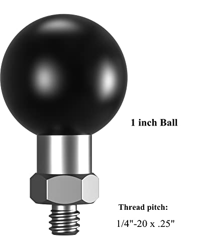 BRCOVAN 1'' Ball Adapter with 1/4"-20 Threaded Post for Action Camera & Camcorder Compatible with RAM Mounts B Size Double Socket Arm