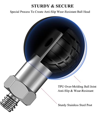 BRCOVAN 1'' Ball Adapter with 1/4"-20 Threaded Post for Action Camera & Camcorder Compatible with RAM Mounts B Size Double Socket Arm