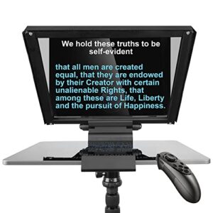 ILOKNZI 12 inch Adjustable Teleprompter, Aluminum Teleprompters with Remote Control for 12.9" Tablets Rotatable Tempered Optical Glass, Supports Wide Angle Camera Lens