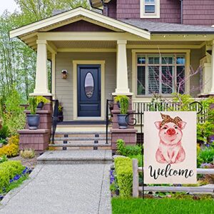 Welcome Summer Cheetah Bandana Pig Garden Flag Vertical Double Sized Home Holiday Party Yard Outdoor Decoration 12.5 x 18 Inch