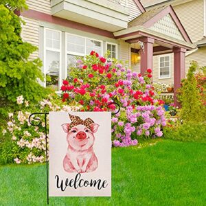 Welcome Summer Cheetah Bandana Pig Garden Flag Vertical Double Sized Home Holiday Party Yard Outdoor Decoration 12.5 x 18 Inch