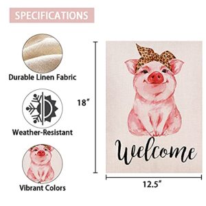 Welcome Summer Cheetah Bandana Pig Garden Flag Vertical Double Sized Home Holiday Party Yard Outdoor Decoration 12.5 x 18 Inch