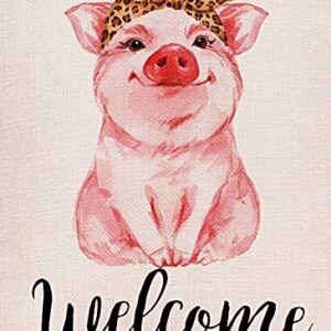 Welcome Summer Cheetah Bandana Pig Garden Flag Vertical Double Sized Home Holiday Party Yard Outdoor Decoration 12.5 x 18 Inch