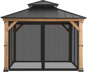 suncula replacement gazebo mosquito netting screen with zipper for patio outdoor ,garden and backyard (10’x10′, black, only netting)