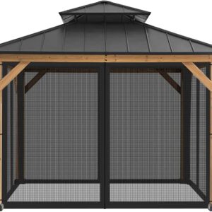 SunCula Replacement Gazebo Mosquito Netting Screen with Zipper for Patio Outdoor ,Garden and Backyard (10'x10', Black, Only Netting)