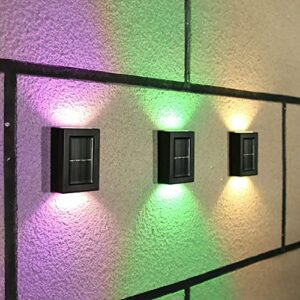 cipacho solar deck lights,outdoor garden wall light up and down lamp,2 pack led solar fence lights,patio decor for post yard porch and driveway,waterproof. (colour)