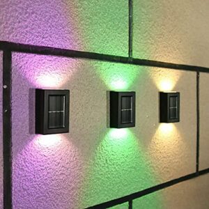 CIPACHO Solar Deck Lights,Outdoor Garden Wall Light up and Down Lamp,2 Pack LED Solar Fence Lights,Patio Decor for Post Yard Porch and Driveway,Waterproof. (Colour)