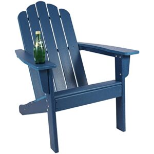 piamomso folding plastic adirondack chair, all weather resistant fire pit chair for outside patio lawn garden backyard deck, blue