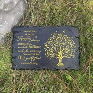 Tree of Life Song Memorial Stepping Stone,Weight 2.9 lbs Sympathy Garden Stone for Loved One,Garden Remembrance Stones,Resin Outdoor Decor (Black)