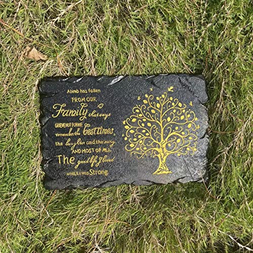 Tree of Life Song Memorial Stepping Stone,Weight 2.9 lbs Sympathy Garden Stone for Loved One,Garden Remembrance Stones,Resin Outdoor Decor (Black)