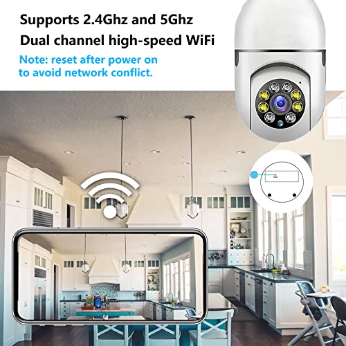 SSYING Light Bulb Camera, 1080P 2.4G/5.0GWireless Light Bulb Camera WiFi Outdoor 360 Degree,Light Bulb Security Camera with Motion Detection,Two-Way Audio,Free Cloud Storage