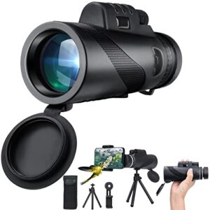 12×60 high power monocular telescope for smartphone, amesedak compact & portable high definition monocular for adults with low night vision, high powered telescope with smartphone adapter