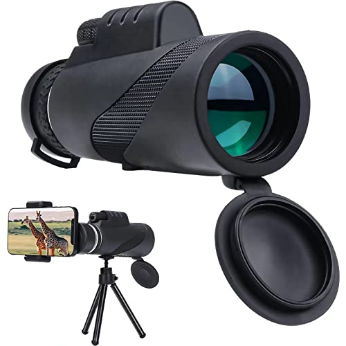 12x60 High Power Monocular Telescope for Smartphone, AMESEDAK Compact & Portable High Definition Monocular for Adults with Low Night Vision, High Powered Telescope with Smartphone Adapter