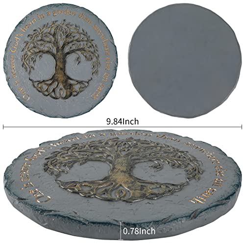 CYnice Stepping Stones - Garden Stepping Stones Outdoor with a Tree of Life and Verse,Outdoor Decorations for Garden Yard Patio Lawn Pathway,10 Inch