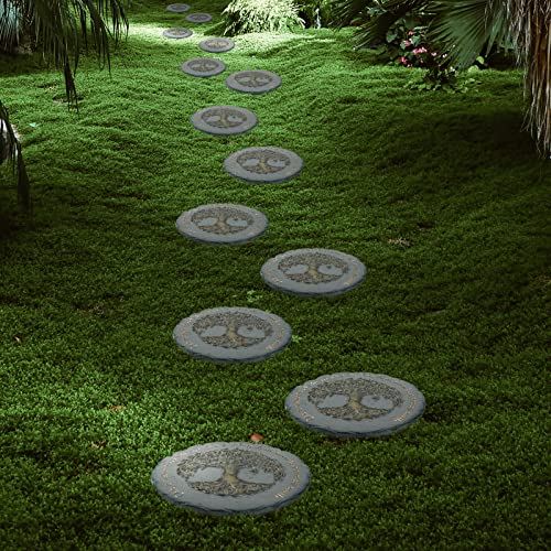 CYnice Stepping Stones - Garden Stepping Stones Outdoor with a Tree of Life and Verse,Outdoor Decorations for Garden Yard Patio Lawn Pathway,10 Inch