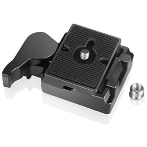 utebit 323 rc2 quick release plate compatible with manfrotto 200pl-14 qr plates adapter with rapid connect clamp and 1/4” to 3/8” screw for dslr camera tripod ball head