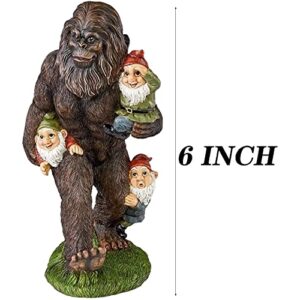 duoxinshangmao Gorilla Statue Bigfoot and Gnomes Figurine Outdoor Garden Resin Statue,Miniature Bigfoot and Gnomes for The Fairy a Large Garden Accessory, 6inch X 3.5inch X 2.7inch