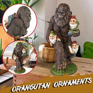 duoxinshangmao Gorilla Statue Bigfoot and Gnomes Figurine Outdoor Garden Resin Statue,Miniature Bigfoot and Gnomes for The Fairy a Large Garden Accessory, 6inch X 3.5inch X 2.7inch